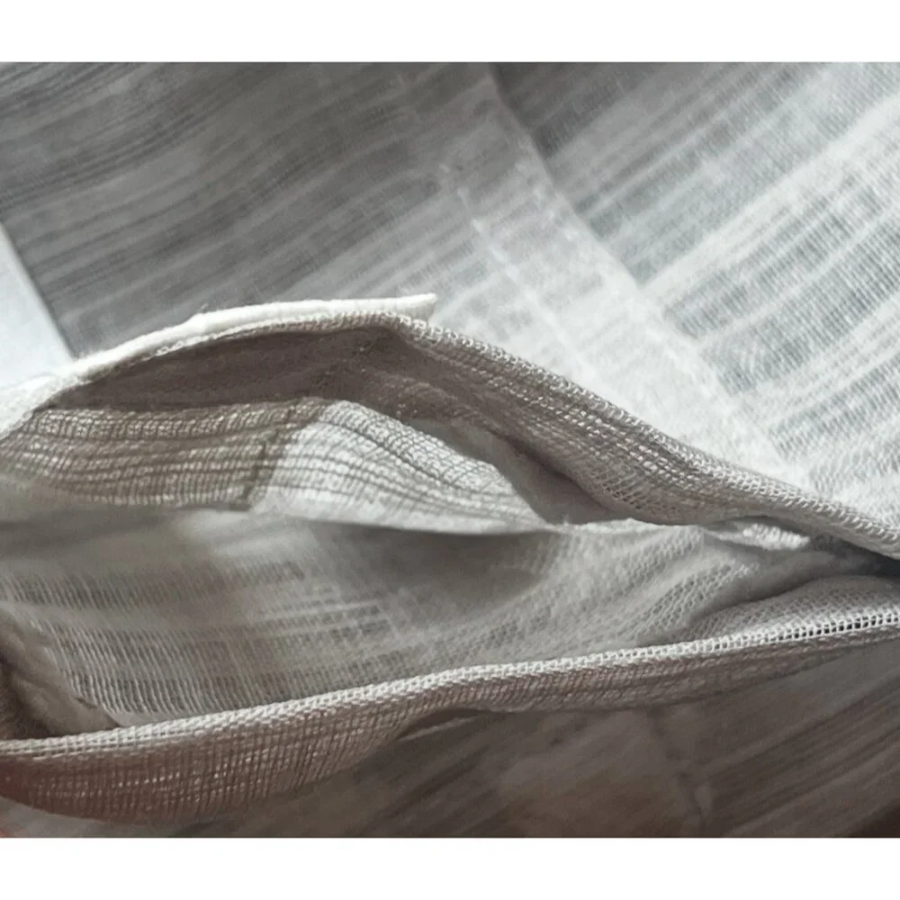 Textured Lightweight Gray Curtain Panel With Woven Pom-Pom Design 96X50 Weighted